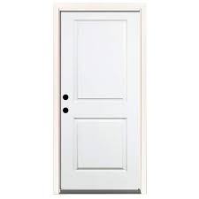 Steves Sons 36 In X 80 In Element Series 2 Panel Square Wht Prime Steel Prehung Front Door Right Hand Inswing W 6 9 16 In Frame White Primed