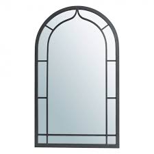 Black Metal Framed Arched Wall Mirror