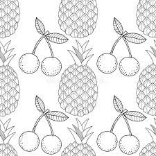 Don't be shy, get in touch. Pineapples And Cherry Seamless Pattern With Hand Drawn Fruits Black And White Illustration For Coloring Pages Books Stock Vector Illustration Of Design Hand 106431027