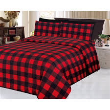 Red And Black Polyester King Bed Sheets