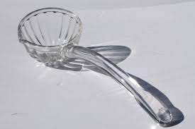 Vintage Clear Glass Punch Bowl Ladle