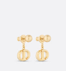 cd navy earrings gold finish metal