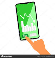 Hands Holding Smartphones Stock Quote Charts Screen Drop