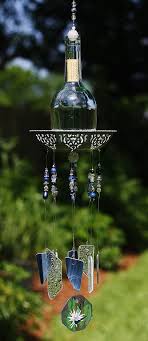 Wine Bottle Wind Chime Azure Stained