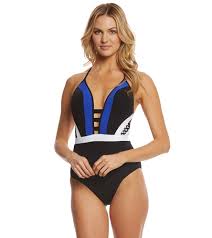 Jets Swimwear Australia Deluxe Plunging Colorblock One Piece Swimsuit At Swimoutlet Com Free Shipping
