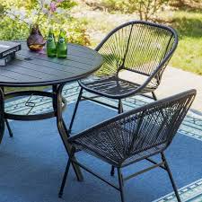 Phi Villa Rattan 5 Piece Metal Outdoor Dining Set With Round Metal Table And Wicker Chairs