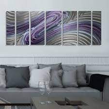 silver purple metal wall art multi