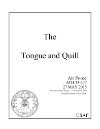 This report was produced as the result of a cooperative research project between the national ecology research center ft. The Tongue And Quill Air Force Afh 33 337 Air Force Handbook Certified Current 27 July 2016 Usaf 9781726835862 Amazon Com Books