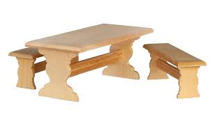 Dolls House Bare Wood Picnic Table And