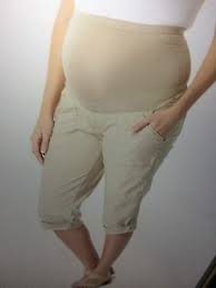 Oh Mamma Maternity Khaki Over Belly Convertible Maternity Capri Pants L 660375297308 Ebay