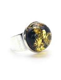 ring with green amber jewelry ring