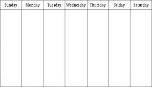 Blank 7 Day Weekly Calendar 2018 Calendar Template Design