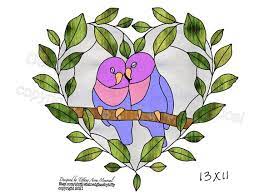 Love Birds Heart Stained Glass Pattern