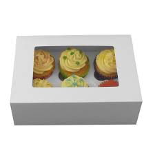 white plain cupcake in box with
