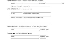 Blank Resume Form Pdf Download Simple Format Curriculum Vitae