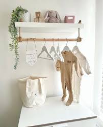 Nursery Shelf With Clothes Rail White