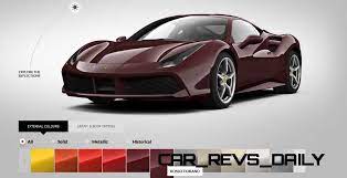Restore your ferrari finish in two steps select your ferrari's color (step one). 2016 Ferrari 488gtb All Colors Animated Visualizer In 300 Images Car Revs Daily Com