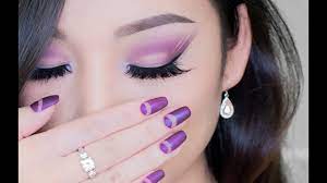 purple makeup and nails tutorial you