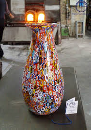 Venetian Glass Vase Tulip With Murrina