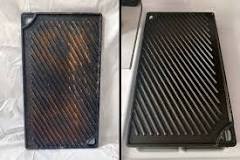 How do you clean a rusted cast iron griddle?