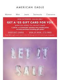 Gift cards give them what they really want.; American Eagle Add More Happy To Your Holiday Take Up To 40 Off Milled
