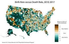 Map Birth Rate Versus Death Rate By U S County Oc