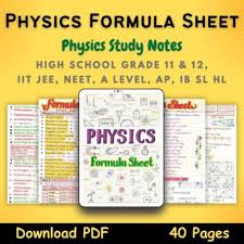 Best Physics Formula Sheet For High