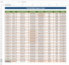 how to track multiple projects in excel