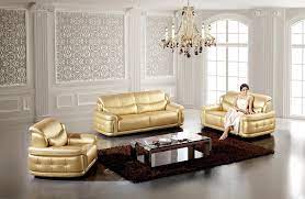 modern 3pcs gold leather sofa set