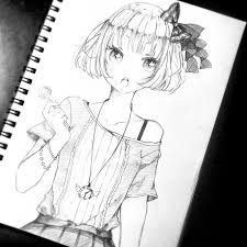 This tutorial illustrates how to draw anime and manga hair with twelve step by step drawings of common anime and manga hairstyles for a female character. Anime Art Anime Girl Short Hair Hair Bow Necklace Jewelry Cute Fashion Lollipop Pencil Drawing Sketch Graphite Cute Kawaii