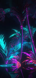 neon palms black wallpapers neon