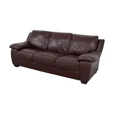 macy s brown leather three cushion sofa