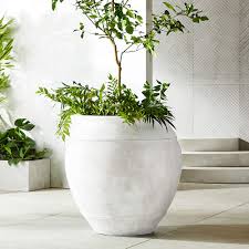 white stone outdoor planter l