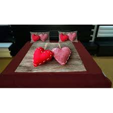 heart print velvet double bed sheet set