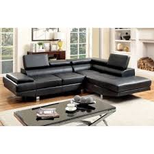 Renata Black Leather Sectional Couch