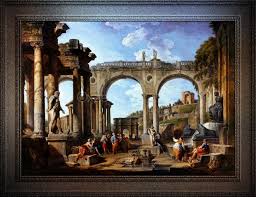 a capriccio of roman ruins and the arch