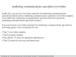 Pr Cover Letter Samples Sample Of Specialist Cover Letters Marketing