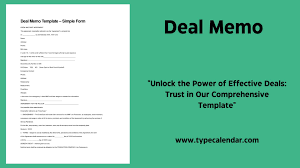 free printable deal memo templates pdf