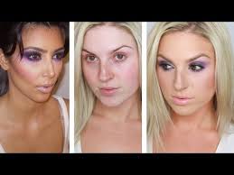 kim kardashian purple party makeup look