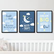 blue nursery prints set of 3 baby boys