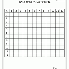 43 Times Table Chart To 12 Blank Chart Table 12 To Times Blank