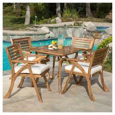 Benefits of shopping at outdoor teak & more. Hermosa 5pc Acacia Wood Patio Dining Set With Cushions Teak Finish Christopher Knight Home Target