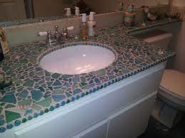 Mixed Media Mosaic Bathroom Countertop