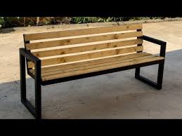modern outdoor bench steel wood