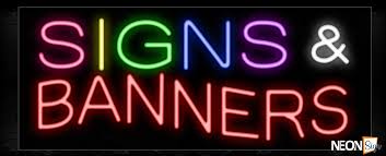signs banner with border neon sign