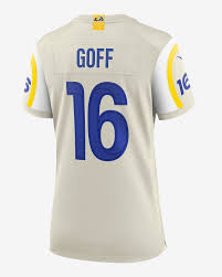 Goff wears montana's jersey number 16 as a tribute to the hall of fame qb. Nfl Los Angeles Rams Jared Goff Women S Game Football Jersey Nike Com