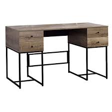 Hsh rustic computer desk, metal and wood home office desk, industrial vintage soho study writing table, gray 47 inch. Buy Saltoro Sherpi Wooden Desk With 4 Drawers And Tubular Metal Support Brown And Black By Benzara Inc On Dot Bo