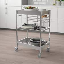 If you have a small boxy kitchen, rather than cramming all your pots and pans into a deep cupboard that is going to become a nightmare when you need to find a particular frying pan, consider swapping a cupboard for a drawer. Kungsfors Kitchen Trolley Stainless Steel 60x40 Cm Ikea