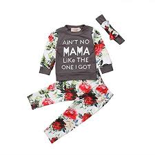 Baby Girl Clothes Set Toddler Baby Girls Letter Long Sleeve Tops Floral Pants With Bowknot Headband Outfit Set