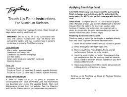 Touch Up Paint Instructions Tropitone
